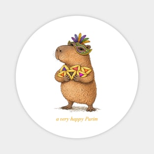 A very happy Purim capybara - funny hamantashen jewish humor costume Magnet